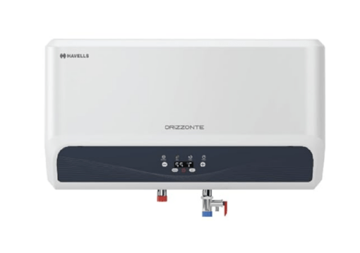 Havells Orizzonte 25 litre 4 Star Water Heater with Flexi Pipes|Watt: 2000|Warranty: 7 Year on Tank, 4 Year on Heating Element, 2 Year Comprehensive|Installation: Horizontal|Whirl flow Tech White Wall